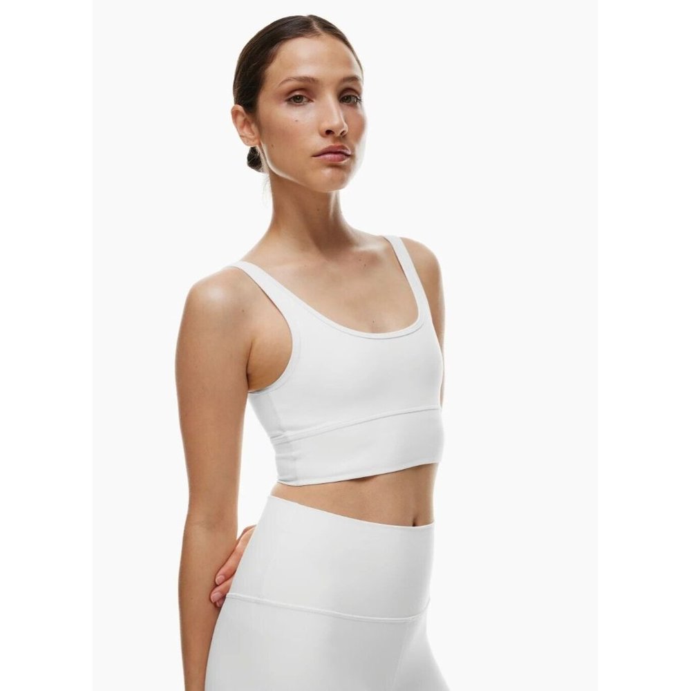 Aritzia TNA TnaButter White Slim Fit Scoop Neck Mini Longline Bra Top, Size M - Picture 9 of 13